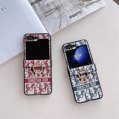 Cute Cartoon Embossed Ring Flip Case