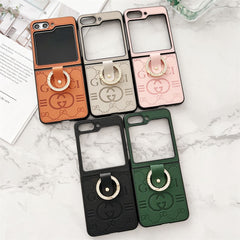 Leather Embossed Ring Case for Galaxy Z Flip