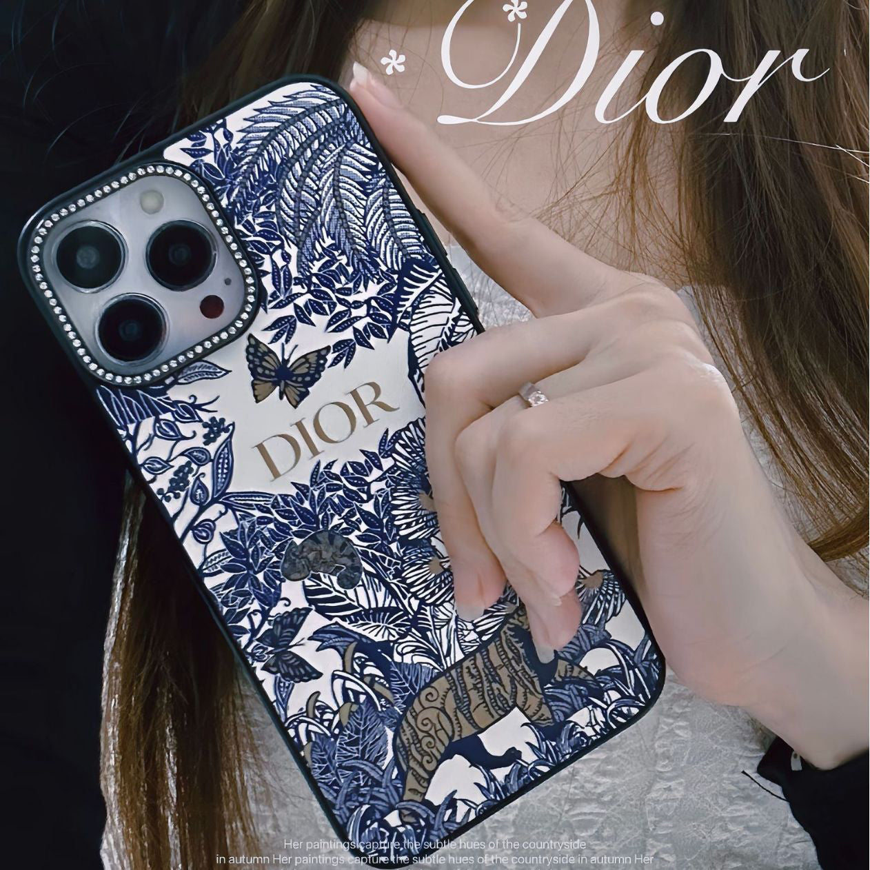 Luxurious rhinestone leather case