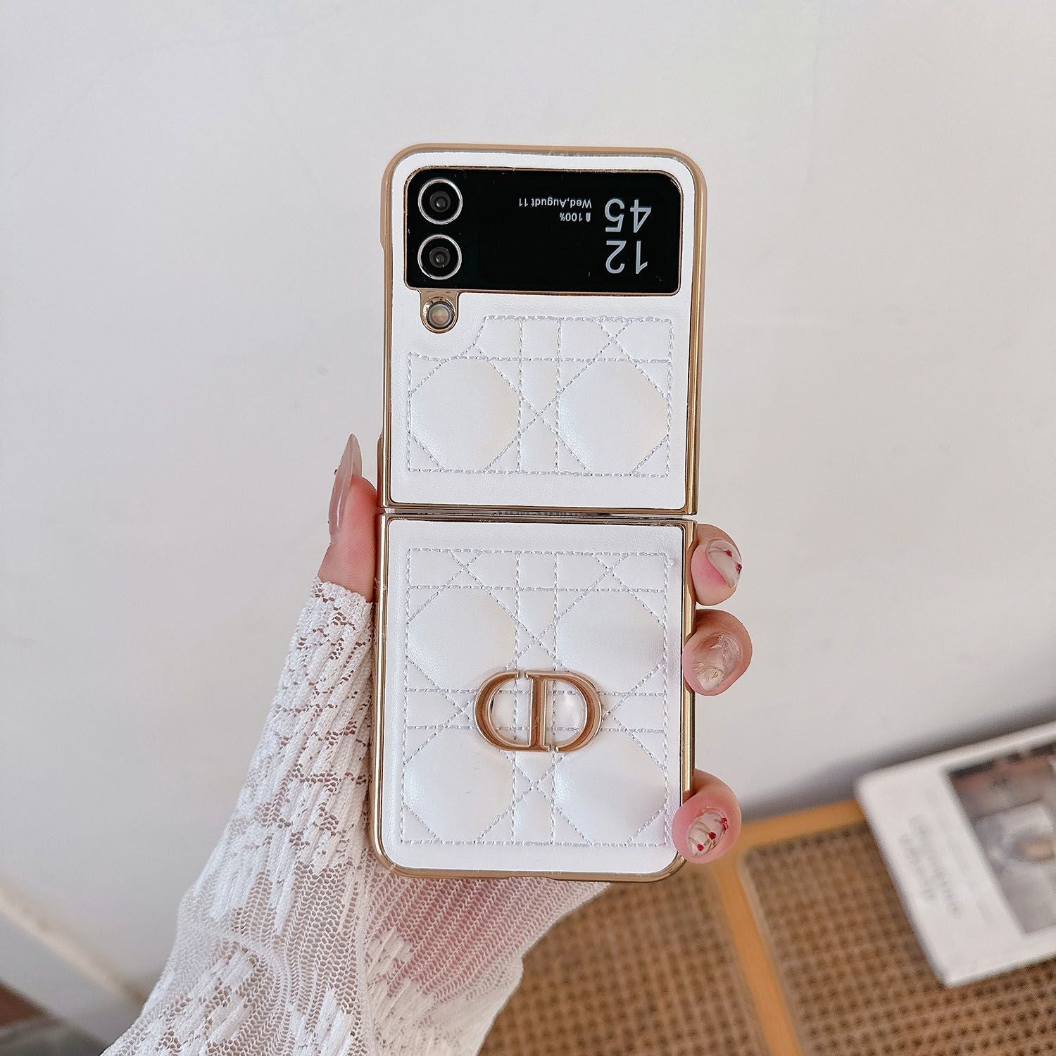 Electroplated Leather Case Case for Galaxy Z Flip