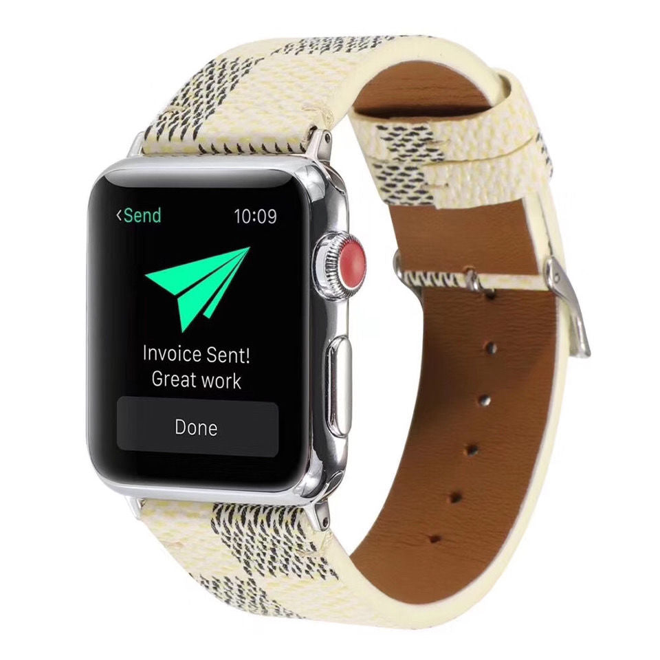 Retro Printed Leather Apple Watch Band