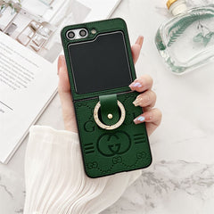 Leather Embossed Ring Case for Galaxy Z Flip