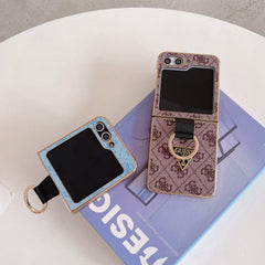 Electroplating Retro Embossed Ring Holder Flip Case