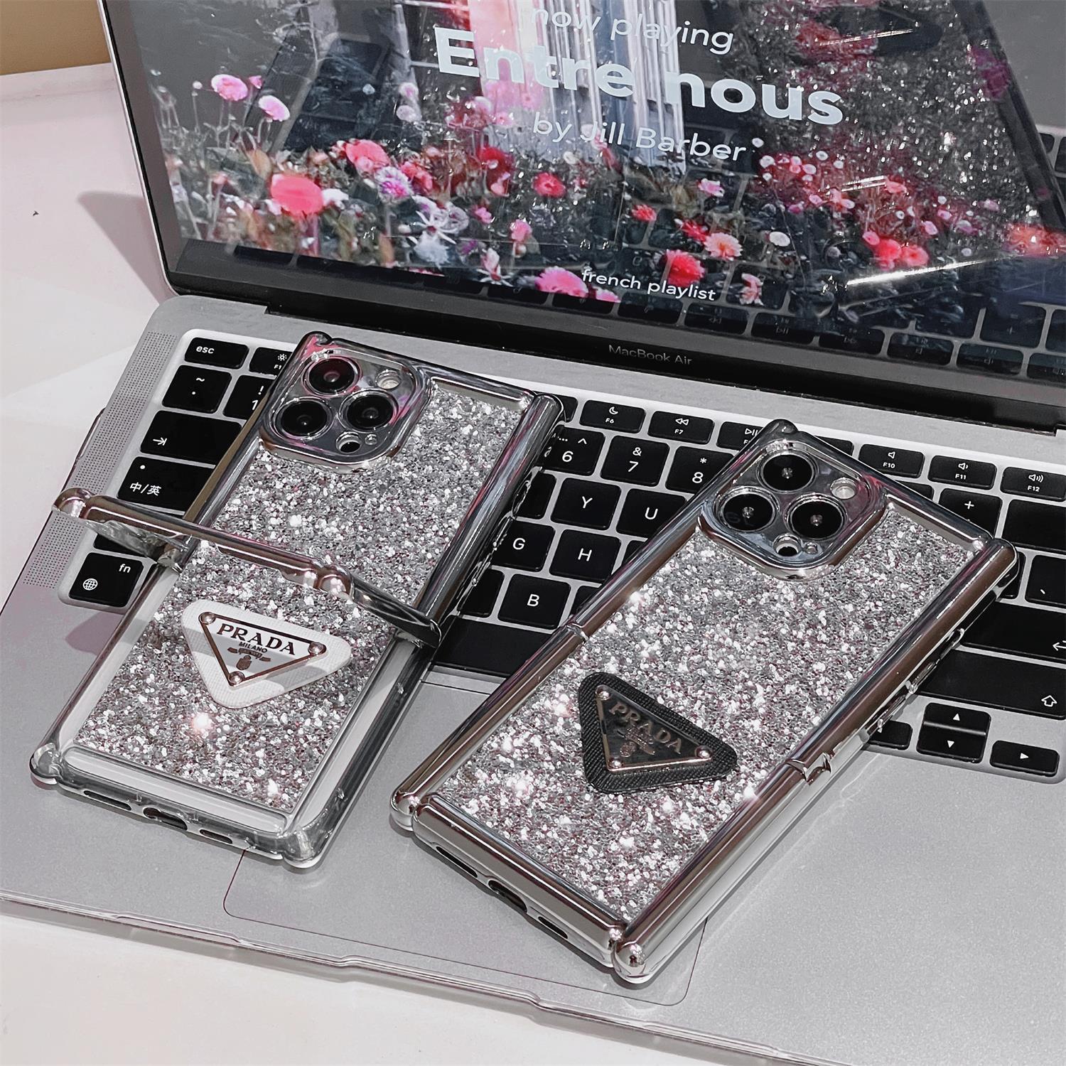 Invisible Bracket Electroplated Diamond Triangle Mark Case