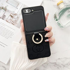 Leather Embossed Ring Case for Galaxy Z Flip