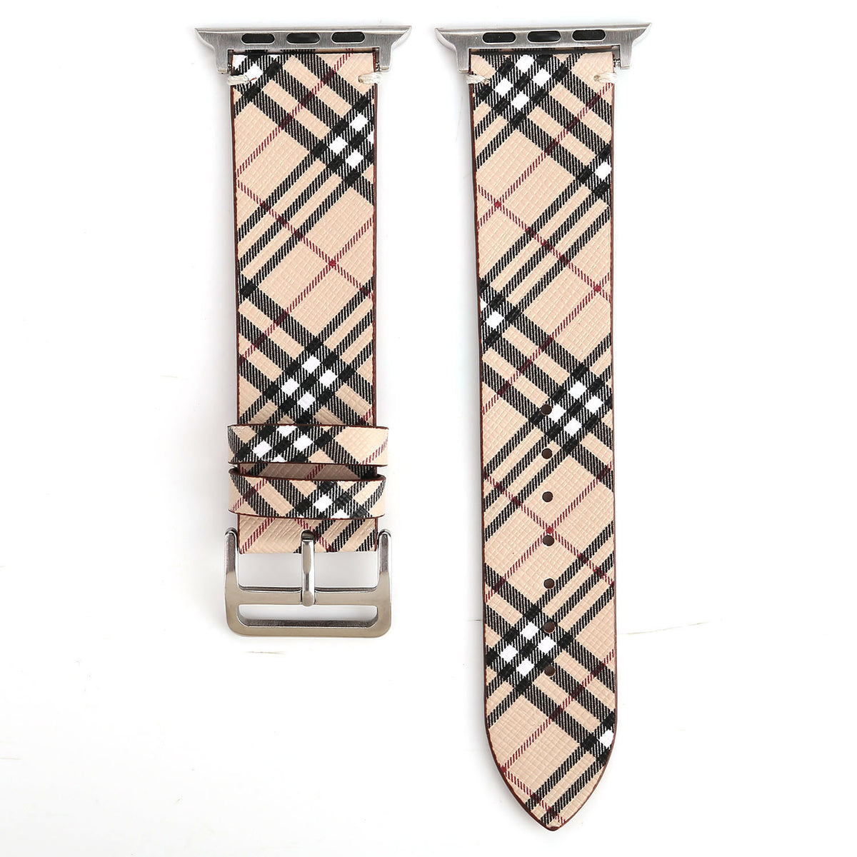 Classic Plaid Leather Watch Strap