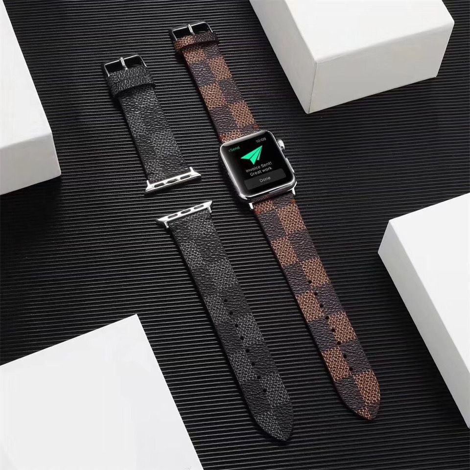 Retro Printed Leather Apple Watch Band