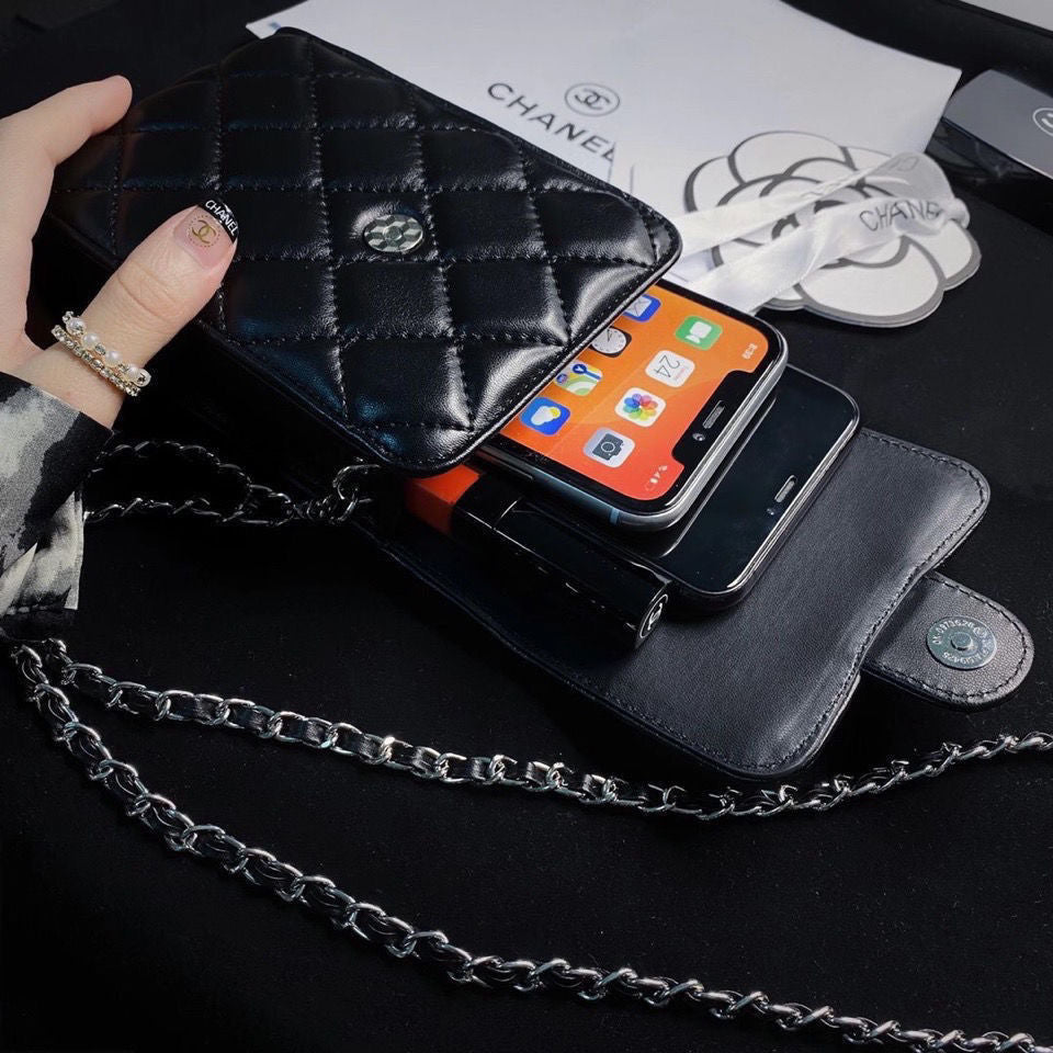 Luxury leather crossbody embossed mobile phone bag