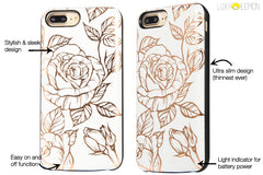 White & Gold Metallic Floral Battery Power Phone Case