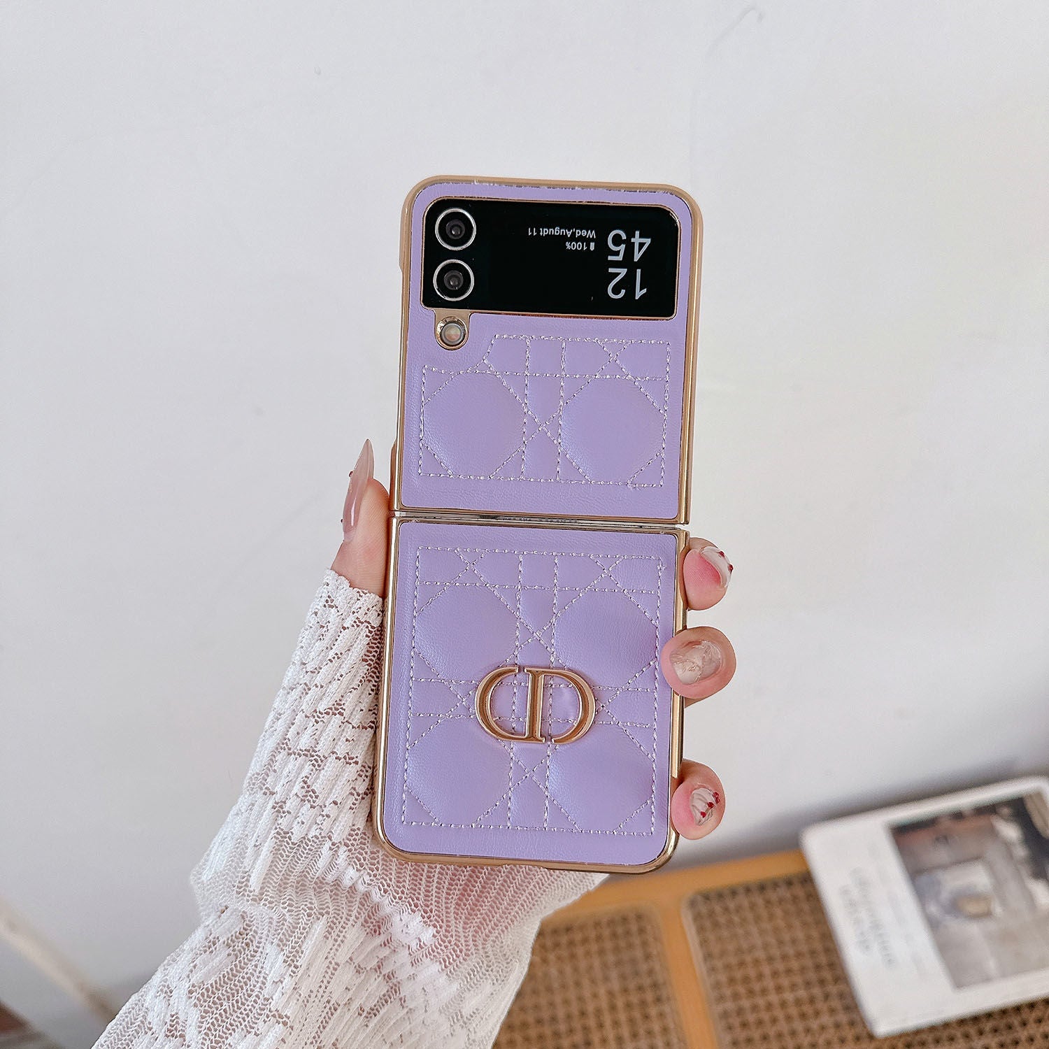 Electroplated Leather Case Case for Galaxy Z Flip