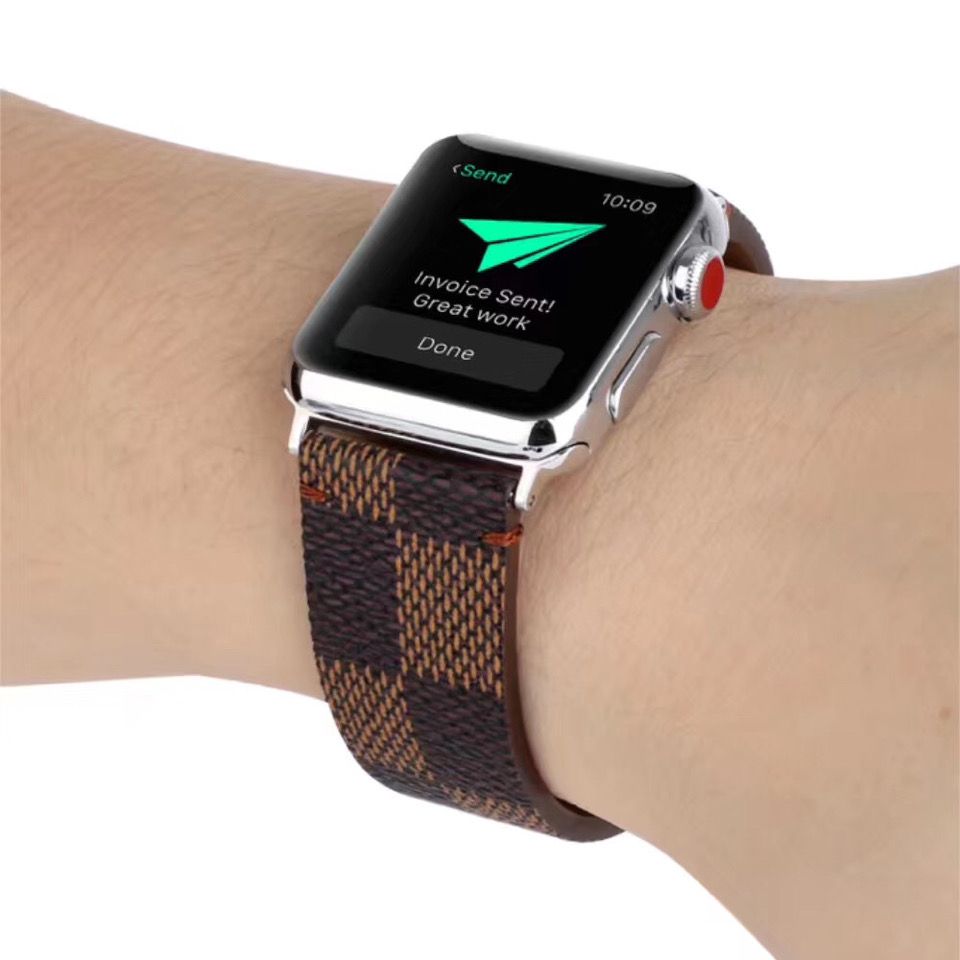 Retro Printed Leather Apple Watch Band