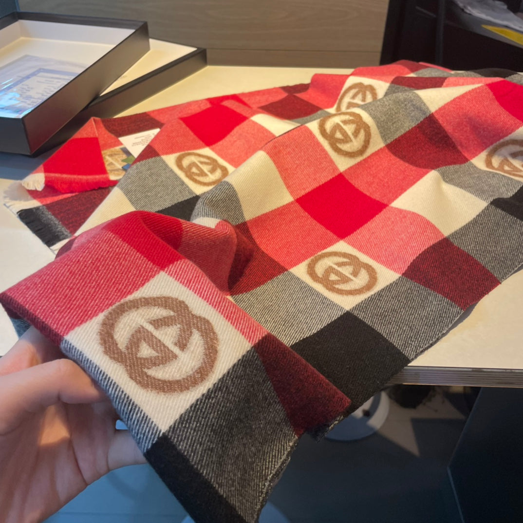 Monogram Check Cashmere Scarf