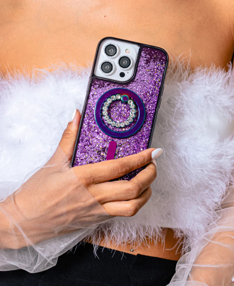 Purple Glitter MagSafe Phone Case