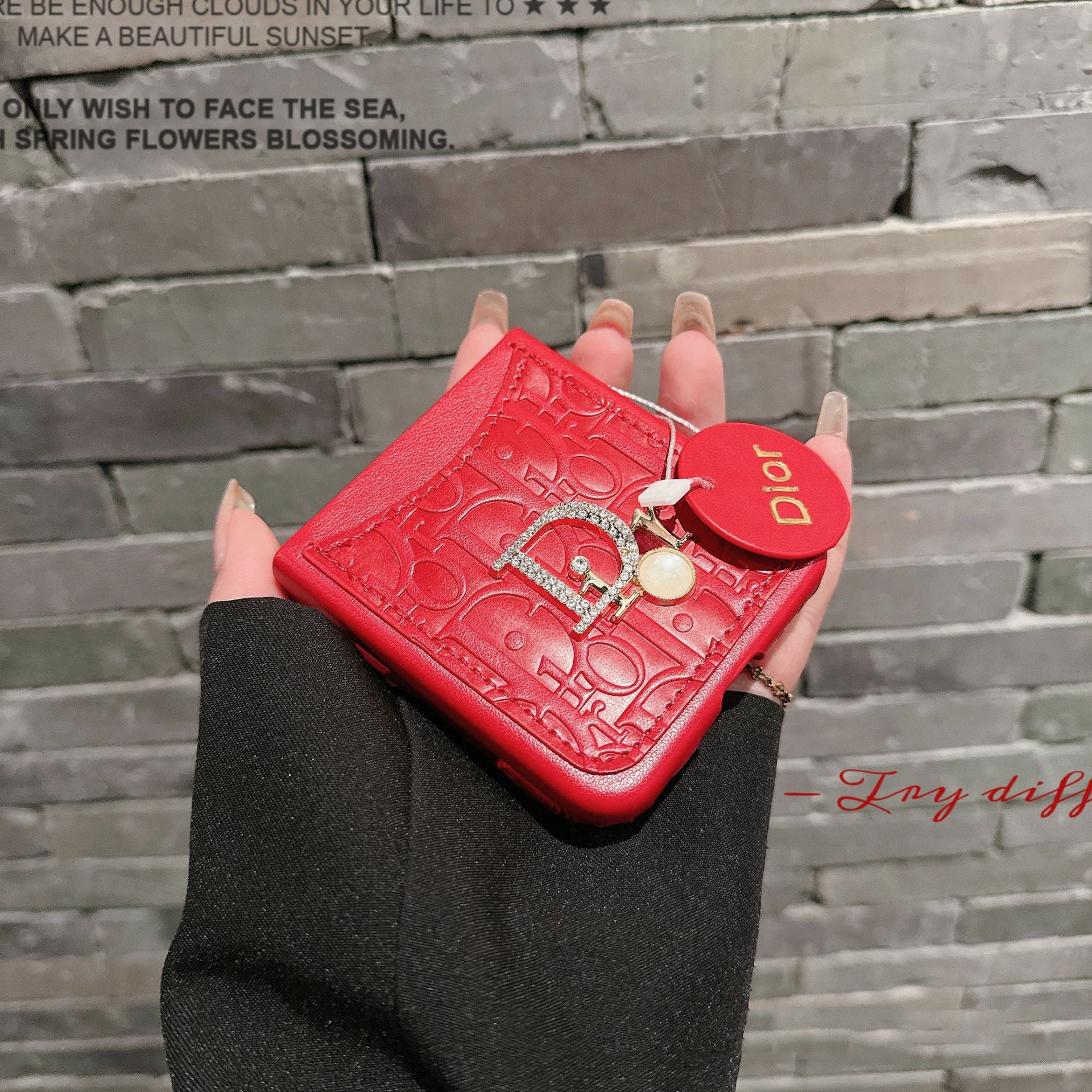 Embossed Leather Card Case for Galaxy Z Flip