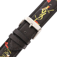 Leather printed watch strap