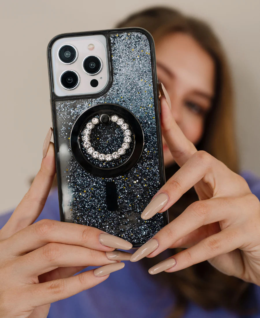 Black Glitter MagSafe Phone Case