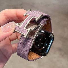 Luxury lychee leather watch strap