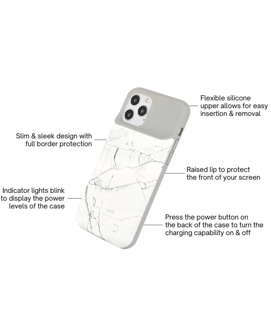 White Marble Ultra Battery Case