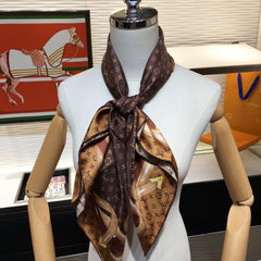 Leather Edge Square Silk Scarf