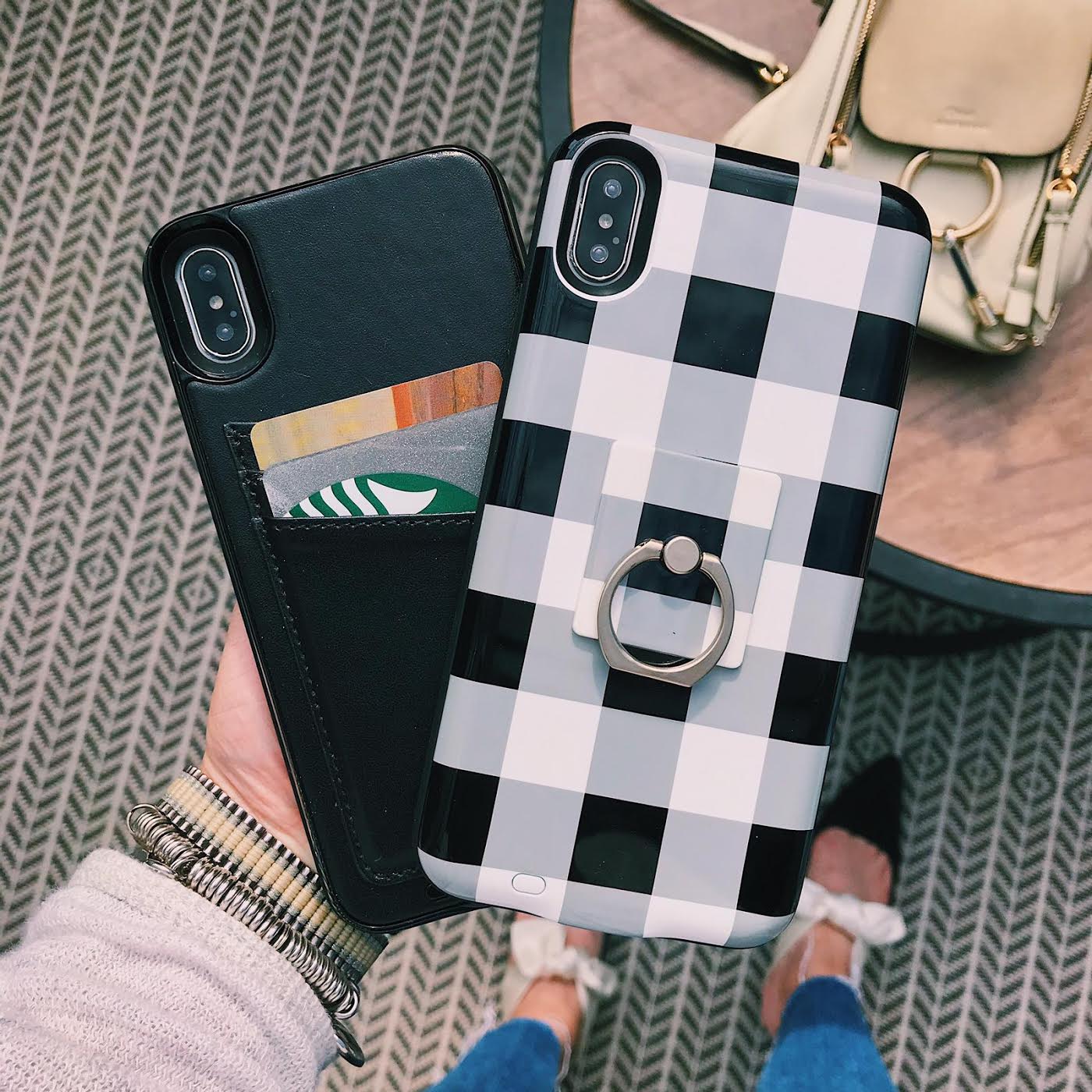 Black Check Battery Power Phone Case