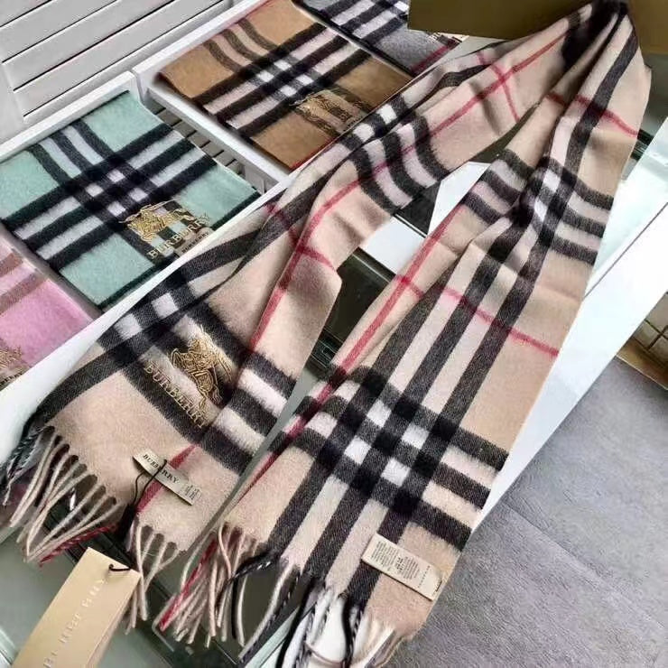 Classic Check Fringed Cashmere Scarf