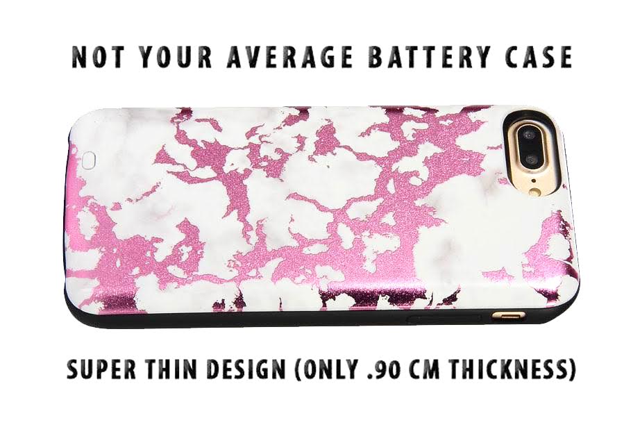 Pink Metallic Marble Battery Power Phone Case