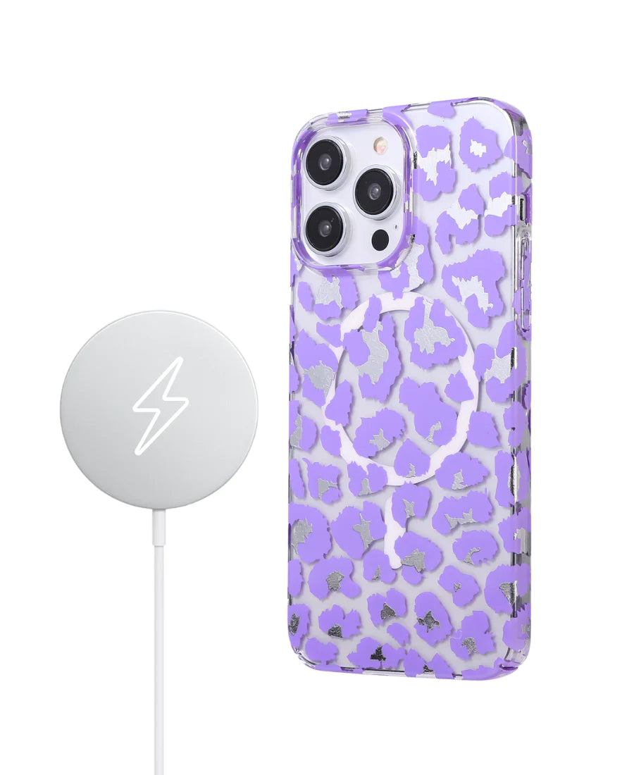 Purple Leopard MagSafe Phone Case