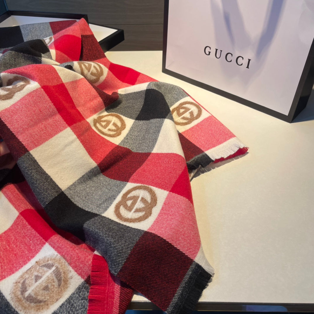 Monogram Check Cashmere Scarf