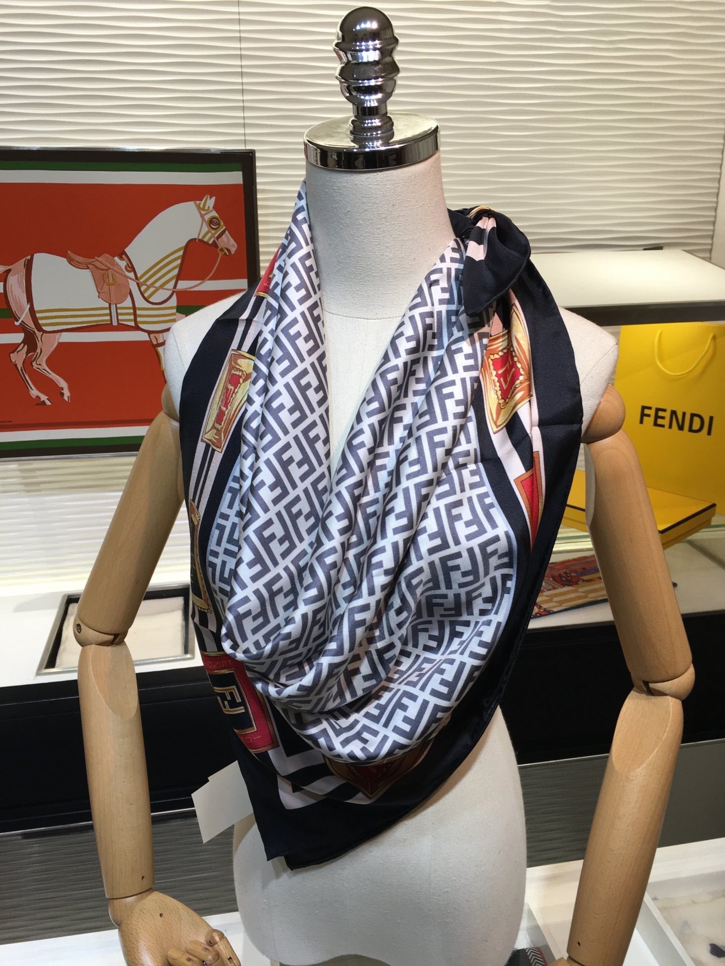 Emblem Print Square Scarf