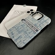 Denim Monogram Embroidery Case