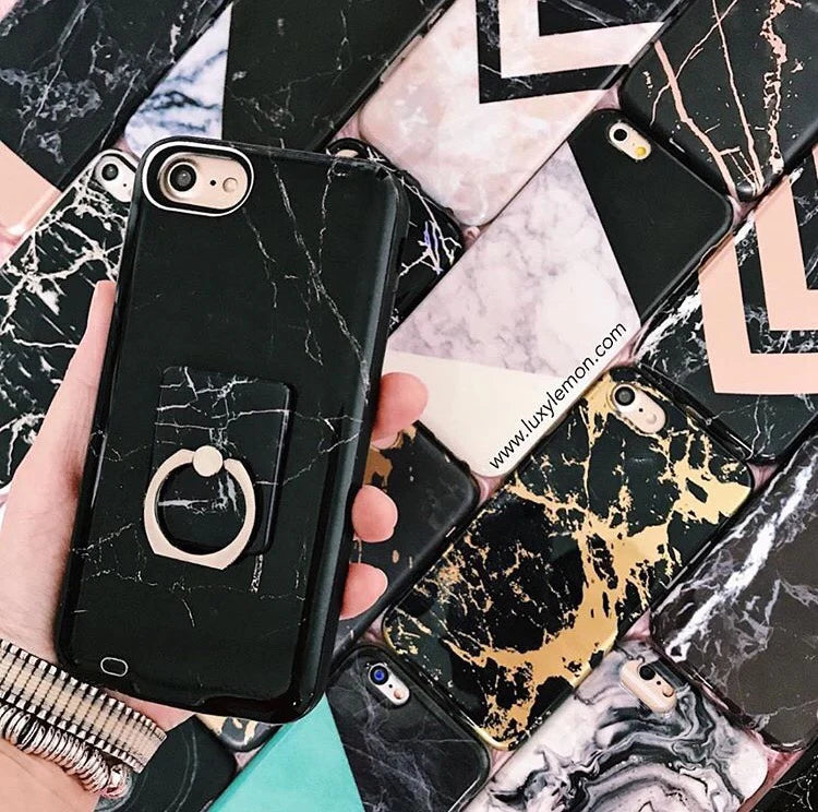 Black Marble Battery Case