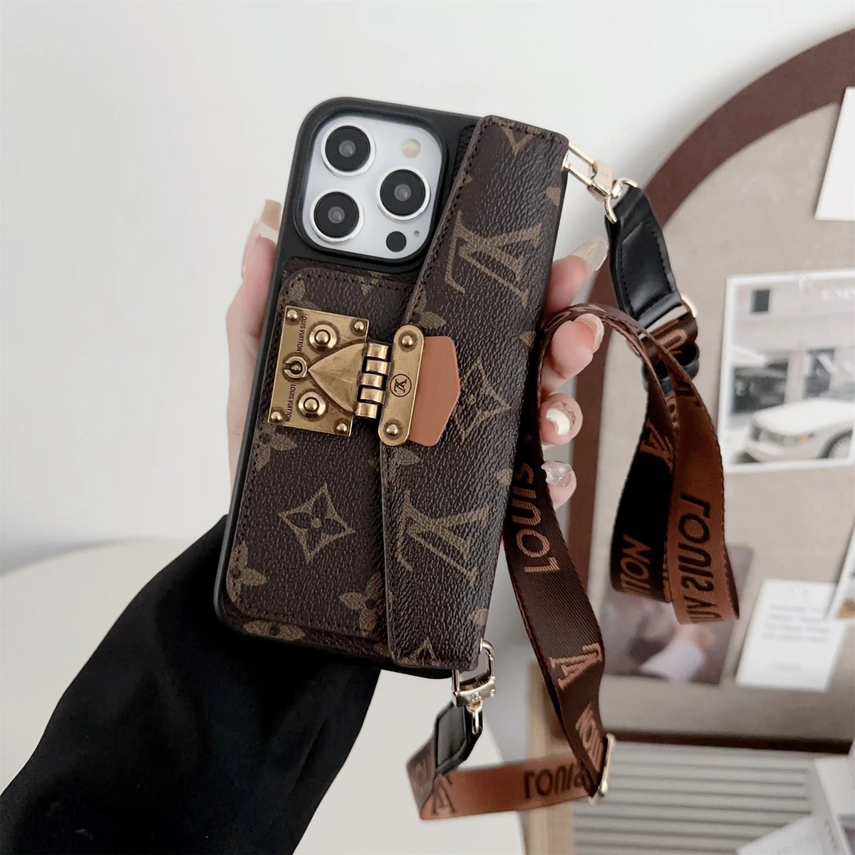 Stylish Leather Card Holder Crossbody Case