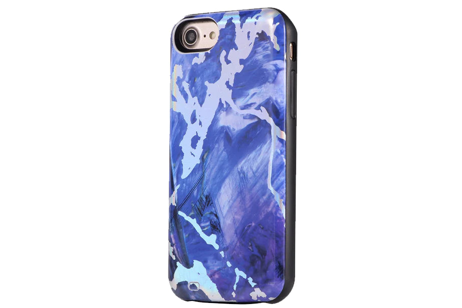 Royal Blue Holo Marble Battery Power Phone Case