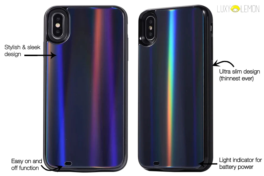 Black Laser Holo Glass Battery Case