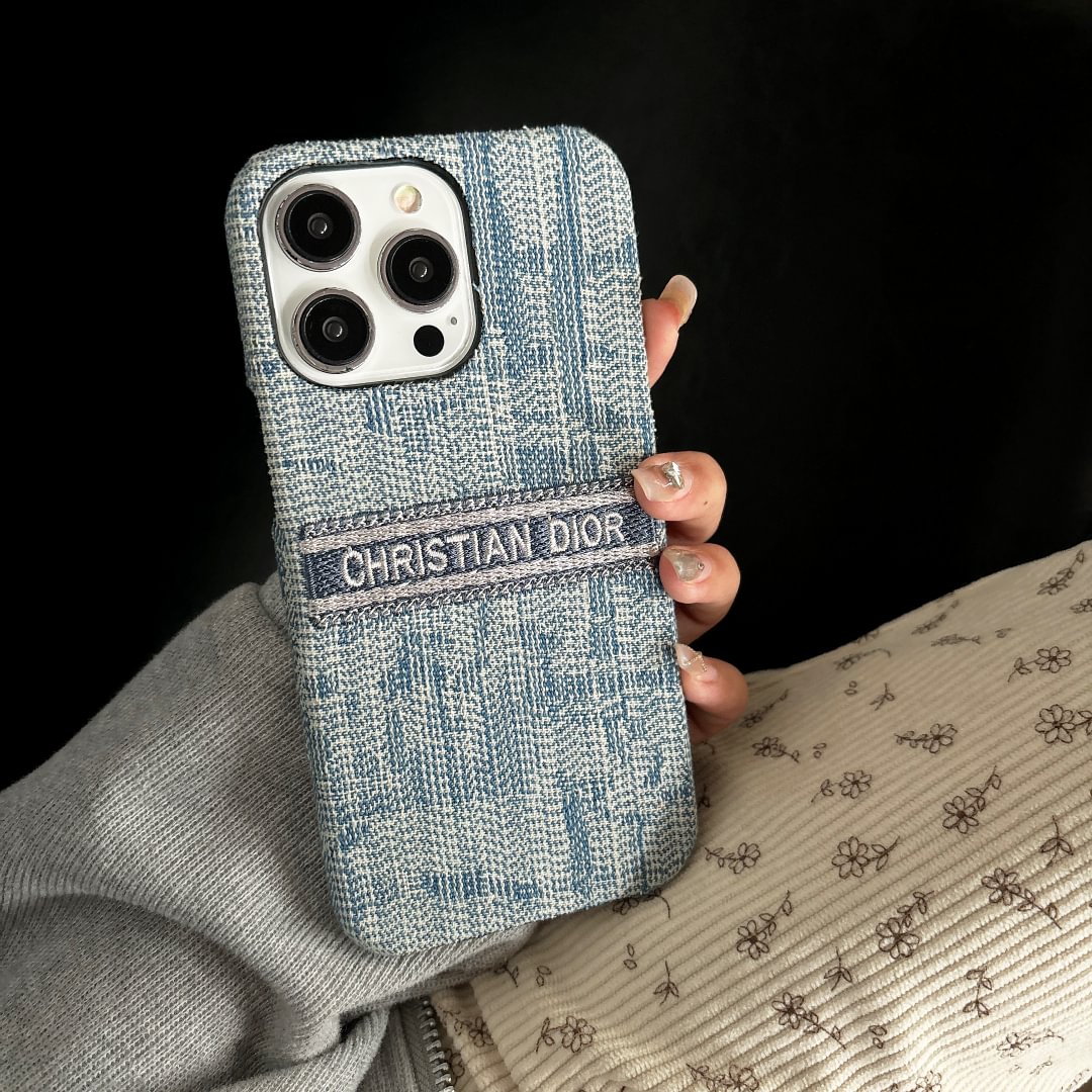 Denim Monogram Embroidery Samsung Galaxy Case