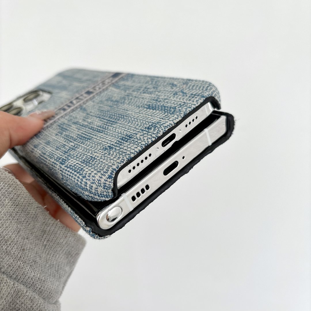 Denim Monogram Embroidery Case