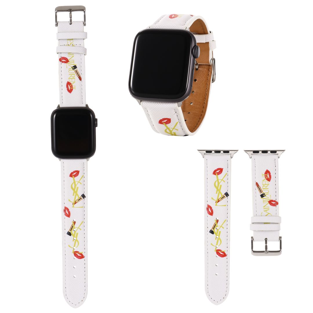 Leather printed watch strap