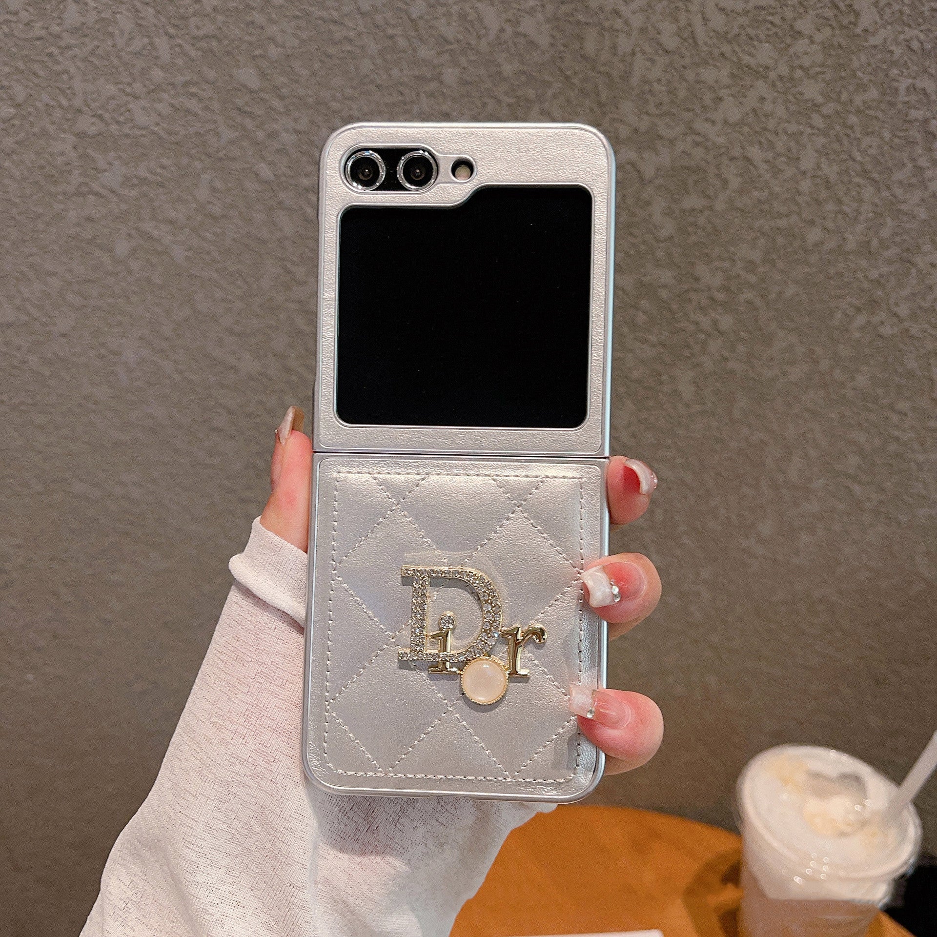 Diamond Pearl Letters Leather Flip Case