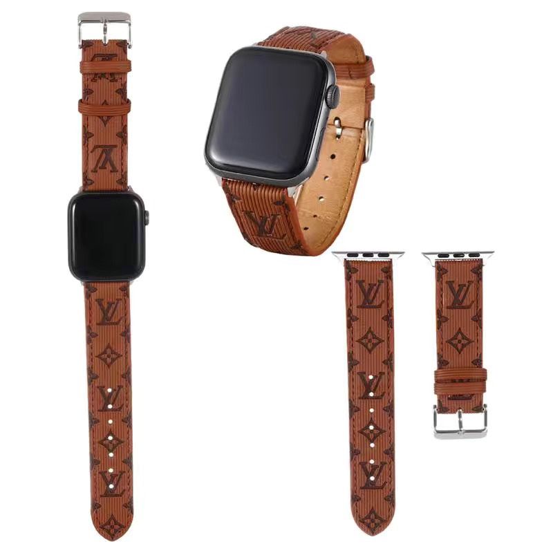 Vertical Stripes Embossed Leather Apple Watch Band