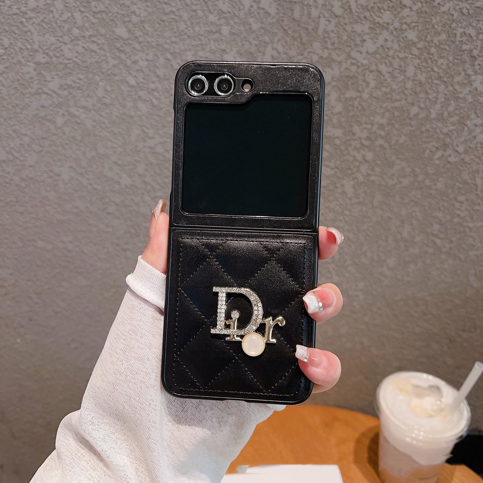 Diamond Pearl Letters Leather Flip Case