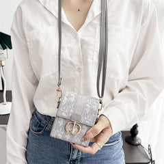 Fashion Leather Lanyard Crossbody Bag For Flip Case