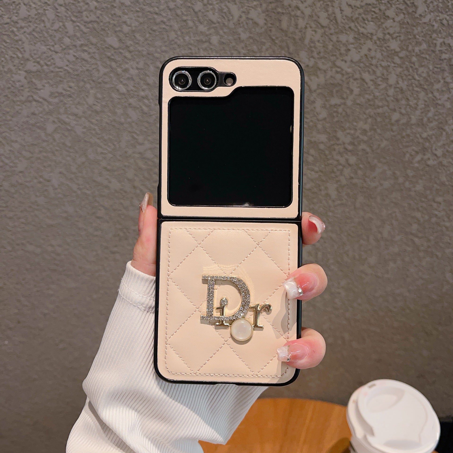 Diamond Pearl Letters Leather Flip Case