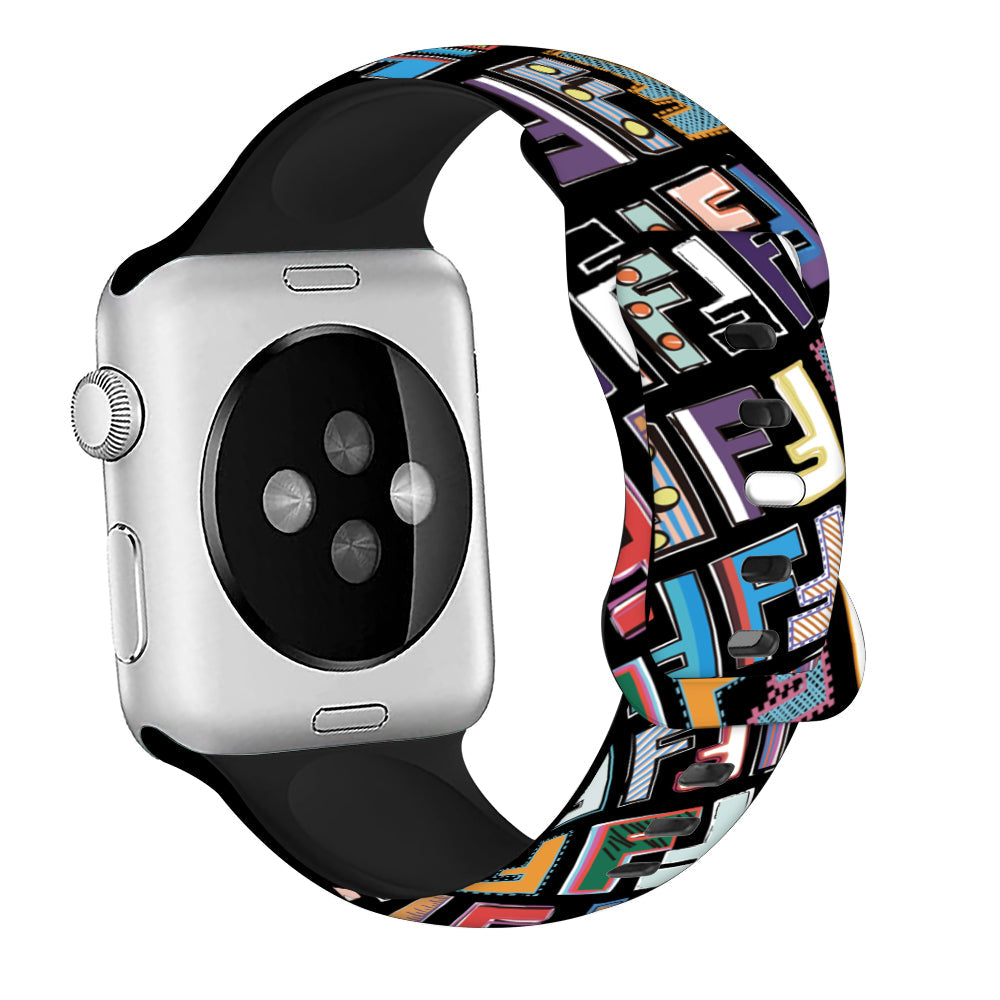 Retro F Embossed Silicone Apple Watch Band