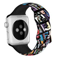 Retro F Embossed Silicone Apple Watch Band