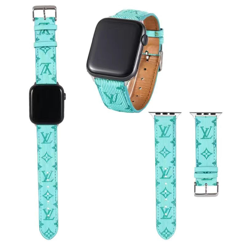 Vertical Stripes Embossed Leather Apple Watch Band