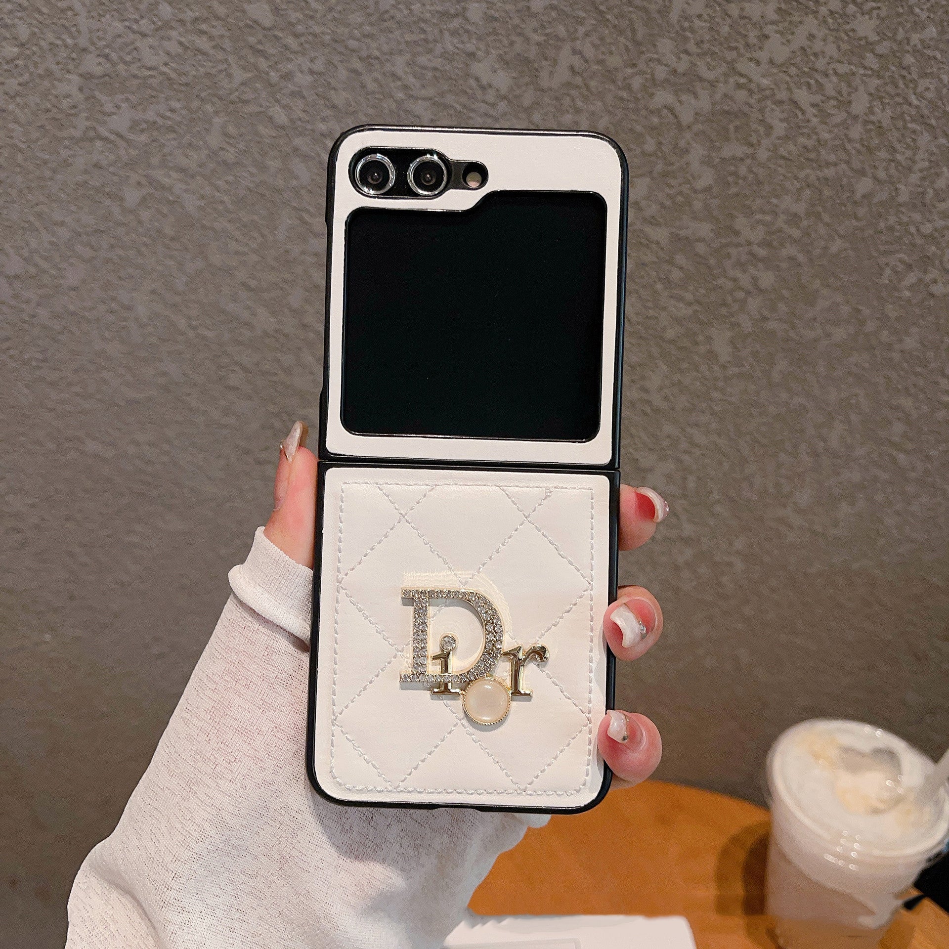 Diamond Pearl Letters Leather Flip Case