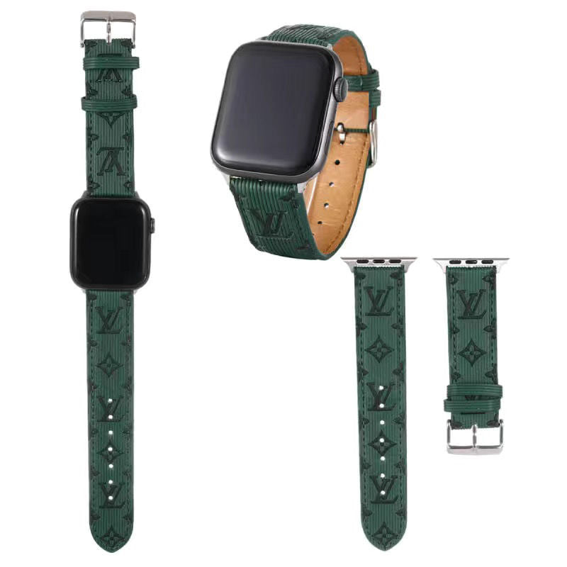 Vertical Stripes Embossed Leather Apple Watch Band