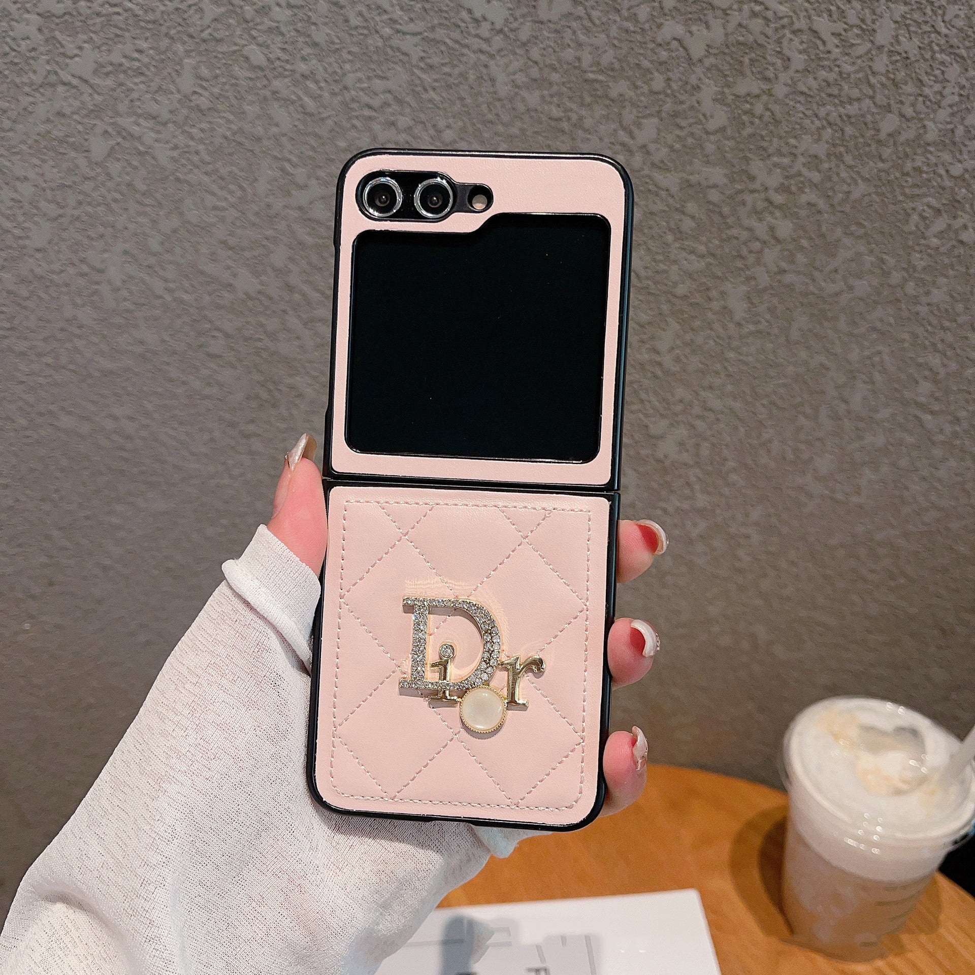 Diamond Pearl Letters Leather Flip Case