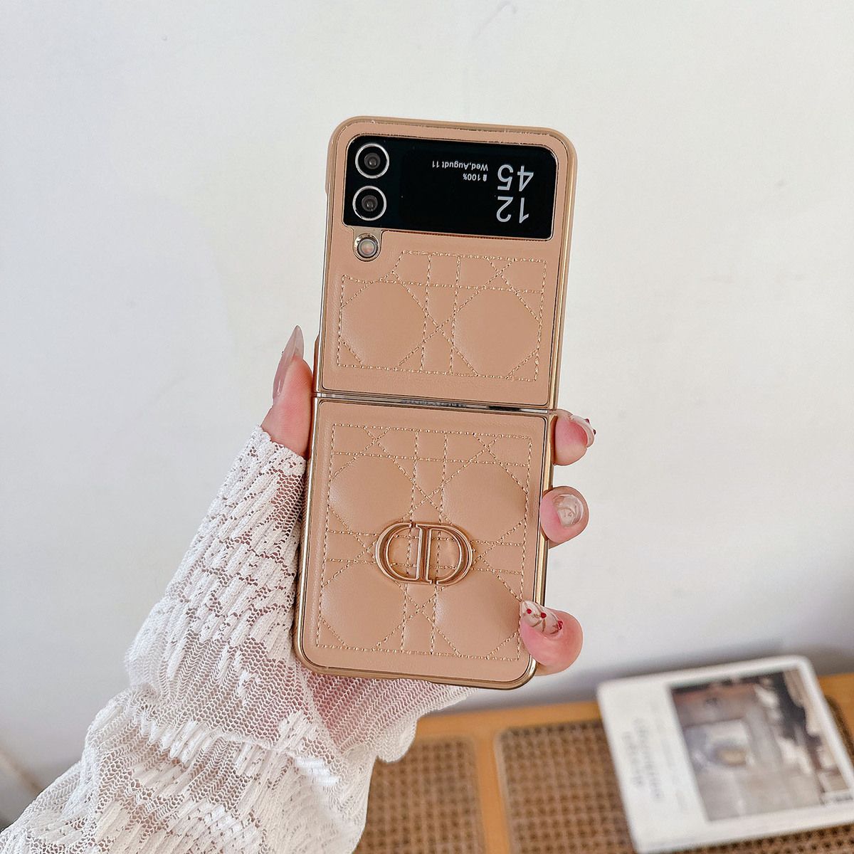 Electroplated Leather Case Case for Galaxy Z Flip