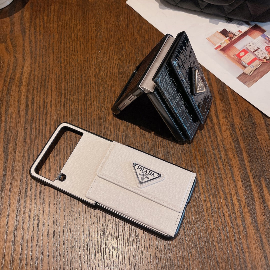 Triangle Logo Trifold Card Holder Case for Galaxy Z Flip